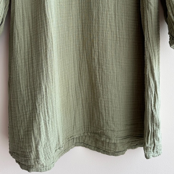 H&M Tunic Dress, Khaki Green, 100% Cotton Long Sleeve Shirt Dress, Size XS - Picture 7 of 16